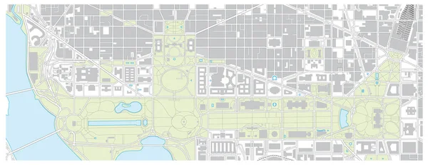 Mappa Vettoriale Del National Mall Washington Stati Uniti — Vettoriale Stock
