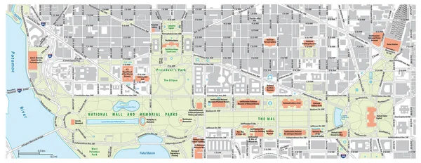 Washington Abd Deki Ulusal Alışveriş Merkezi Nin Yol Haritası — Stok Vektör