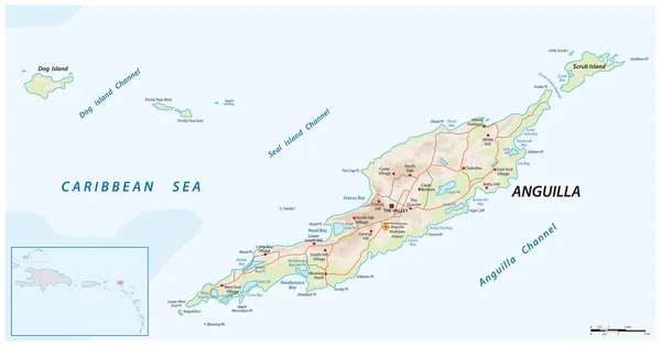 Straßenverzeichnis Der Karibikinsel Anguilla Großbritannien — Stockvektor
