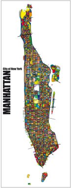 Manhattan, New York ilçesinin renkli sokak haritası