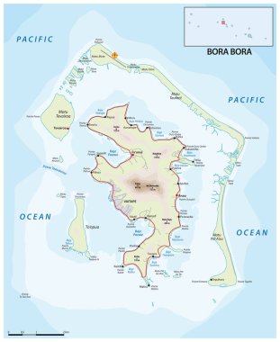 Fransız Polinezya adası Bora Bora 'nın yol haritası