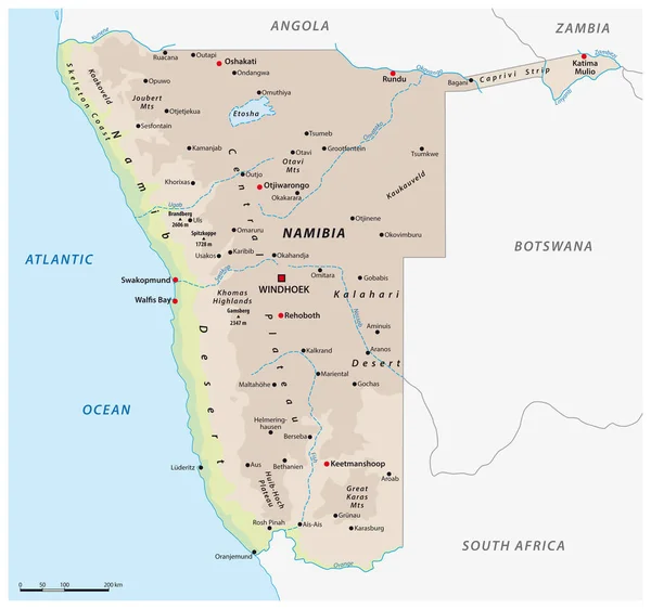 Eenvoudige Plattegrond Van Staat Namibië Zuidelijk Afrika — Stockvector