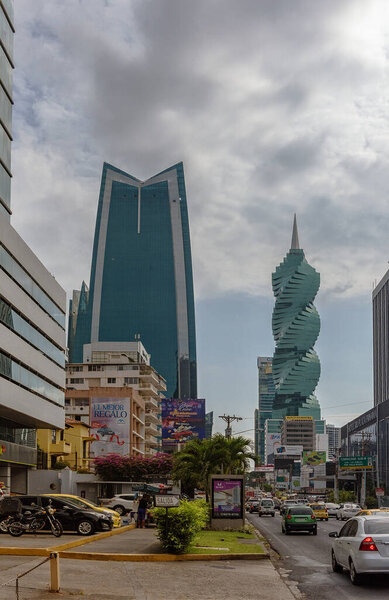 PANAMA CITY, PANAMA-MARCH 03, 2019: modern skyscrapers in downtown Panama City, Panama