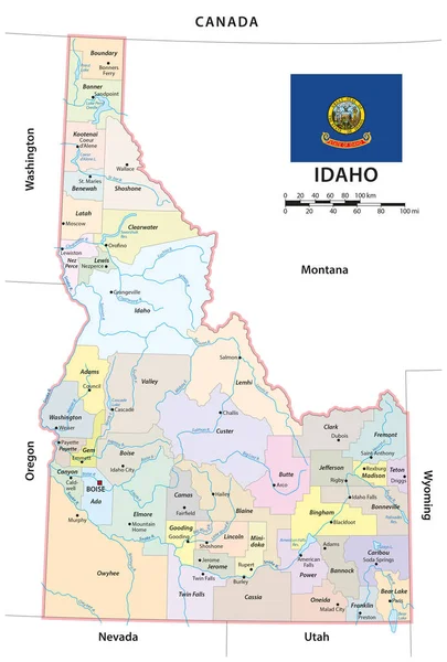 美国Idaho州的行政矢量图 — 图库矢量图片