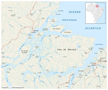 Road map of the Amazon Delta in Brazil clipart