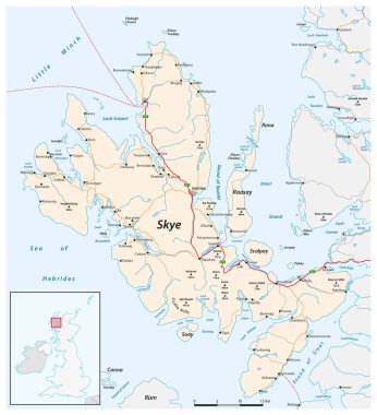 Skye İskoç Adasının vektör yol haritası
