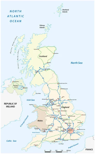 Birleşik Krallık Ayrıntılı Otoyol Vektör Haritası — Stok Vektör
