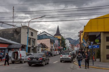 USHUAIA, ARGENTINA-MAY 13, 2020: Güney Arjantin şehri Ushuaia, Tierra del Fuego, Arjantin