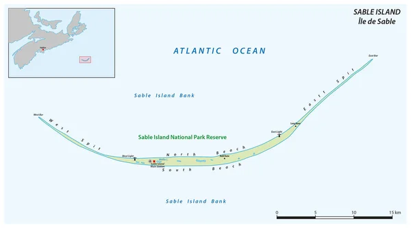 加拿大新斯科舍省大西洋Sable岛矢量图 — 图库矢量图片