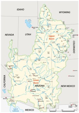 Colorado Nehri drenaj havzasının vektör haritası, Birleşik Devletler