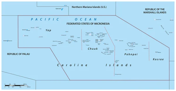Politische Vektorkarte Der Föderierten Staaten Von Mikronesien — Stockvektor