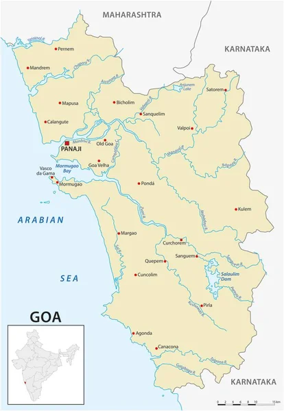 Διανυσματικός Χάρτης Της Ινδικής Πολιτείας Της Γκόα — Διανυσματικό Αρχείο