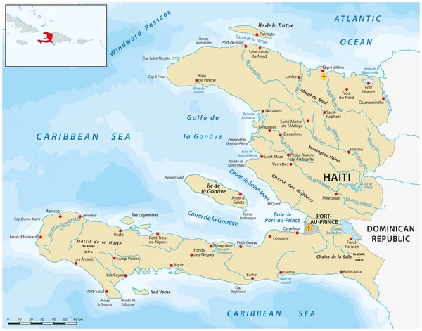 Векторна Карта Карибського Острова Країни Гаїті — стоковий вектор