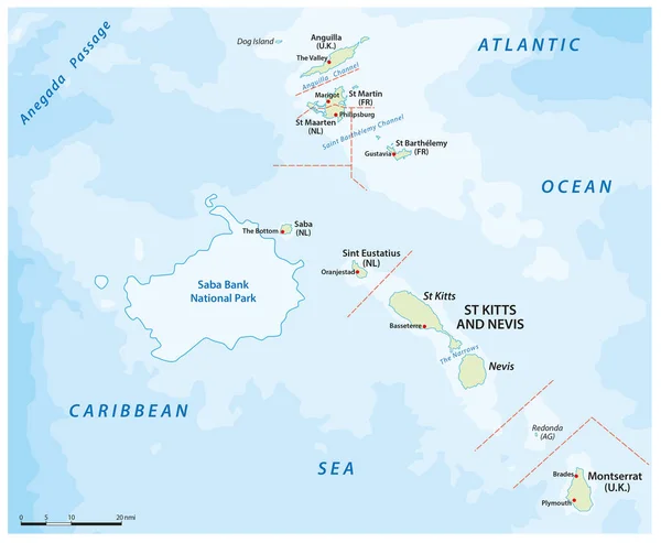 Mappa Del Parco Nazionale Della Banca Saba Olandese Nel Mar — Vettoriale Stock
