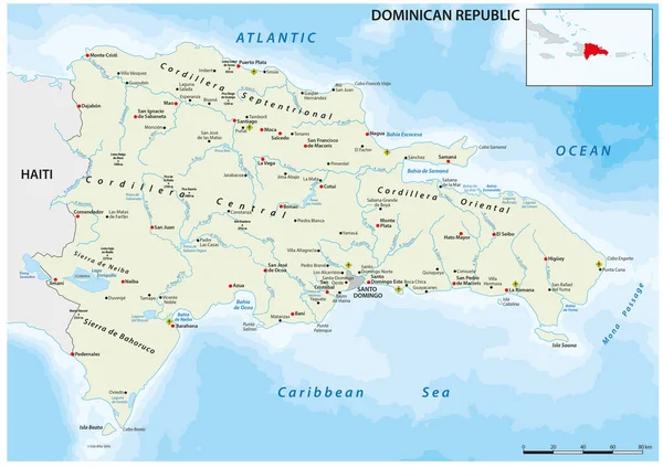 Vektorkarte Des Karibischen Inselstaates Dominikanische Republik — Stockvektor