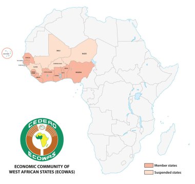 Batı Afrika Ülkeleri Ekonomik Topluluğunun Haritası (ECOwas)