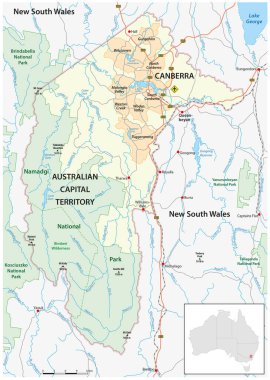 Başkent Canberra ile Avustralya Capital Territory Haritası