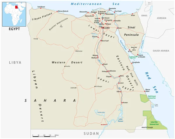 Mısır Arap Cumhuriyeti Nin Vektör Yol Haritası — Stok Vektör