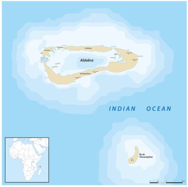 Seyşeller 'in güneybatısındaki Aldabra Mercan Haritası.