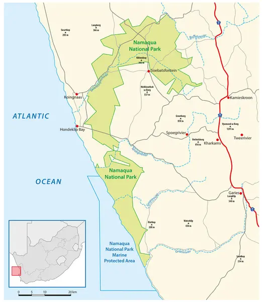 Χάρτης Του Εθνικού Πάρκου Ναμάκουα Νότια Αφρική — Διανυσματικό Αρχείο
