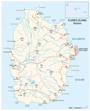 Portekiz Azores Adası 'nın yol haritası.