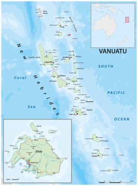 Vanuatu Melanezya adasının vektör haritası