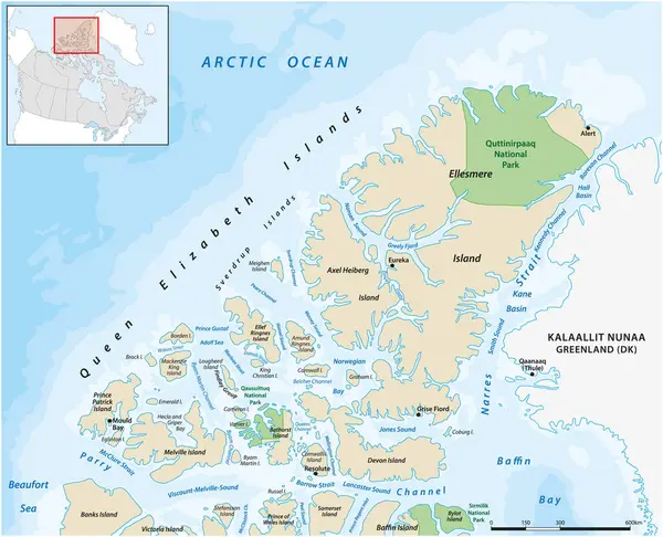 Vector Map Canadian Queen Elizabeth Islands — Stock Vector