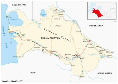 Orta Asya devleti Türkmenistan 'ın vektör yol haritası