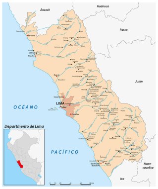 Peru 'nun Lima bölgesinin vektör haritası