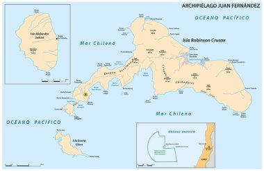 Juan Fernandez Adaları Şili takımadalarının vektör haritası