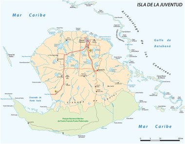 Küba Gençlik Adası 'nın vektör haritası, Isla de la Juventud