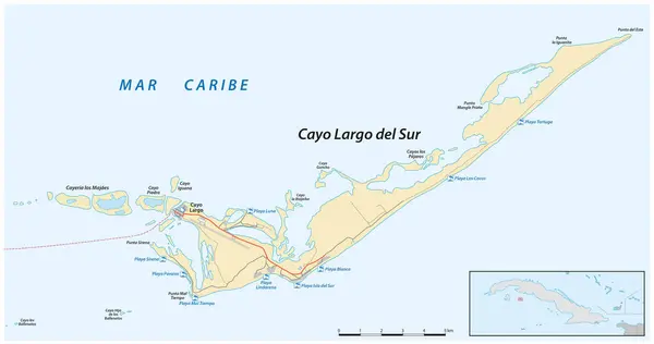 Küba Nın Cayo Largo Del Sur Adasının Vektör Haritası — Stok Vektör