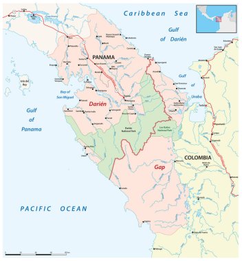 Panama ve Kolombiya arasındaki Darien Gap bölgesinin haritası