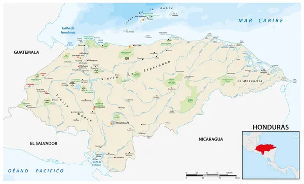 Векторная Карта Центральноамериканского Штата Гондурас — стоковый вектор