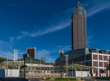 FRANKFURT AM MAIN, GERMANY-EKİM 10 Ekim 2021: Frankfurt, Almanya 'daki sergi sahalarının görüntüsü