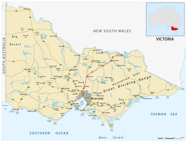 Avustralya 'nın Victoria eyaletinin haritası.
