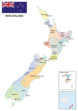 Yeni Zelanda 'nın idari vektör haritası