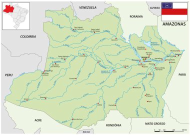 Brezilya 'nın Amazonas eyaletinin haritası