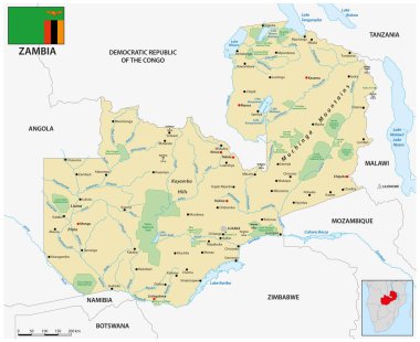 Zambiya Cumhuriyeti 'nin vektör haritası