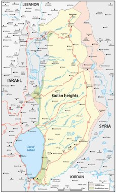 İsrail işgalindeki Golan Tepelerinin Haritası