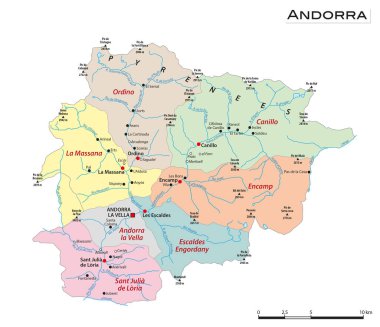 Andorra Prensliğinin idari vektör haritası