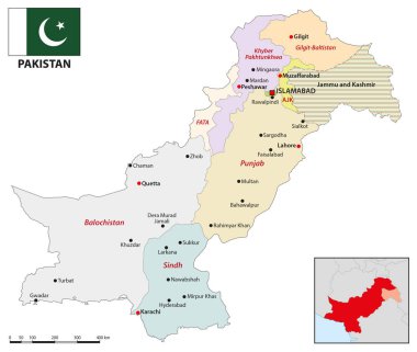 Pakistan İslam Cumhuriyeti 'nin idari haritası
