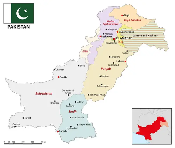 stock vector Administrative map of the Islamic Republic of Pakistan