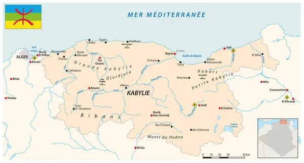 stock vector Vector outline map of the Algerian region Kabylia