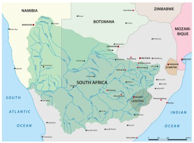 Güney Afrika 'daki Orange River drenaj havzasının haritası.