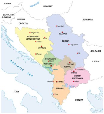 Batı Balkan ülkelerinin haritası