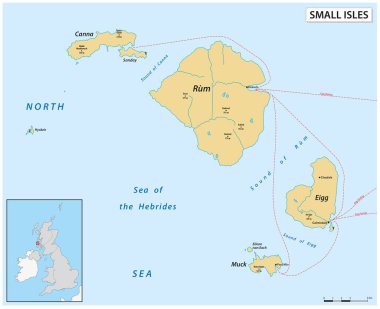 Vector map of the Small Isles, Inner Hebrides Scotland, UK clipart