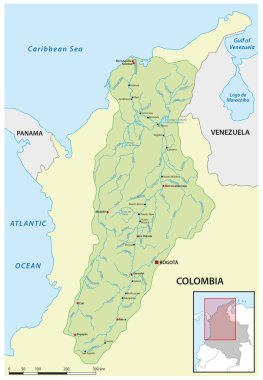 Map of the Magdalena River Drainage Basin, Colombia clipart