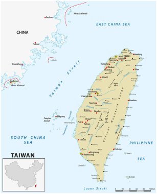 Çin Cumhuriyeti Tayvan haritası.