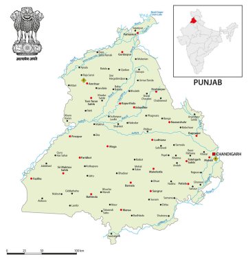 Hindistan 'ın Pencap bölgesinin haritası, 2024